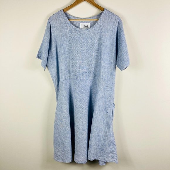 Flax 100% Linen Lagenlook Dress w/Pockets Large L - Picture 2 of 7